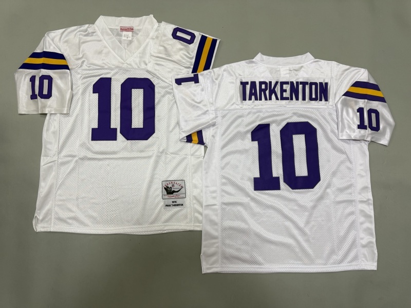 Men 2025 Minnesota Vikings #10 Tarkenton white Throwback Limited NFL Jersey style 001